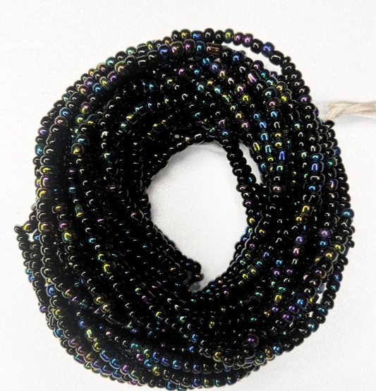 Black Peacock Tie-On Waist Beads
