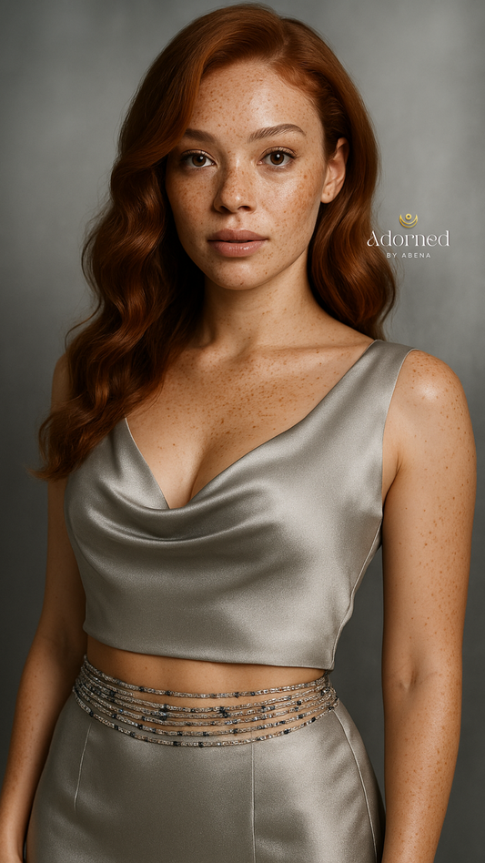 Cuentas de lujo para atar en la cintura Silver Whisper