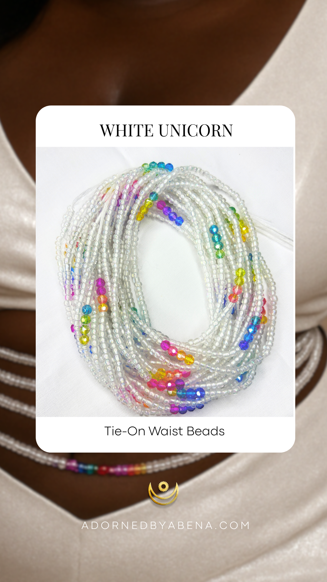 White Unicorn Tie-On Waist Beads