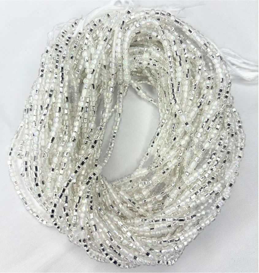 Cuentas para atar en la cintura con flores plateadas