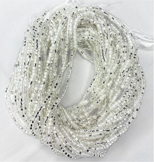 Cuentas para atar en la cintura con flores plateadas