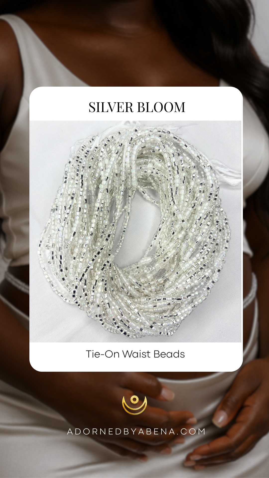 Cuentas para atar en la cintura con flores plateadas