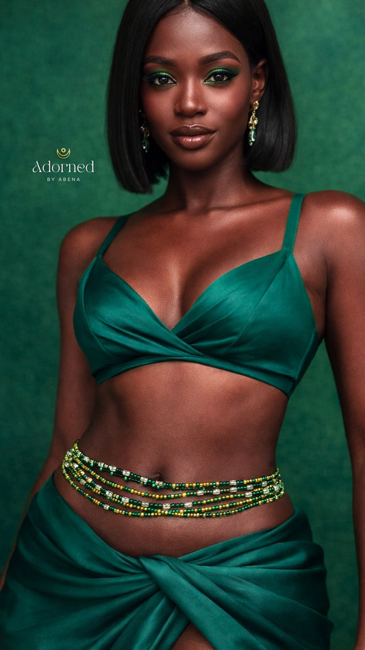 Emerald Dynasty Luxe Tie-On Waist Beads