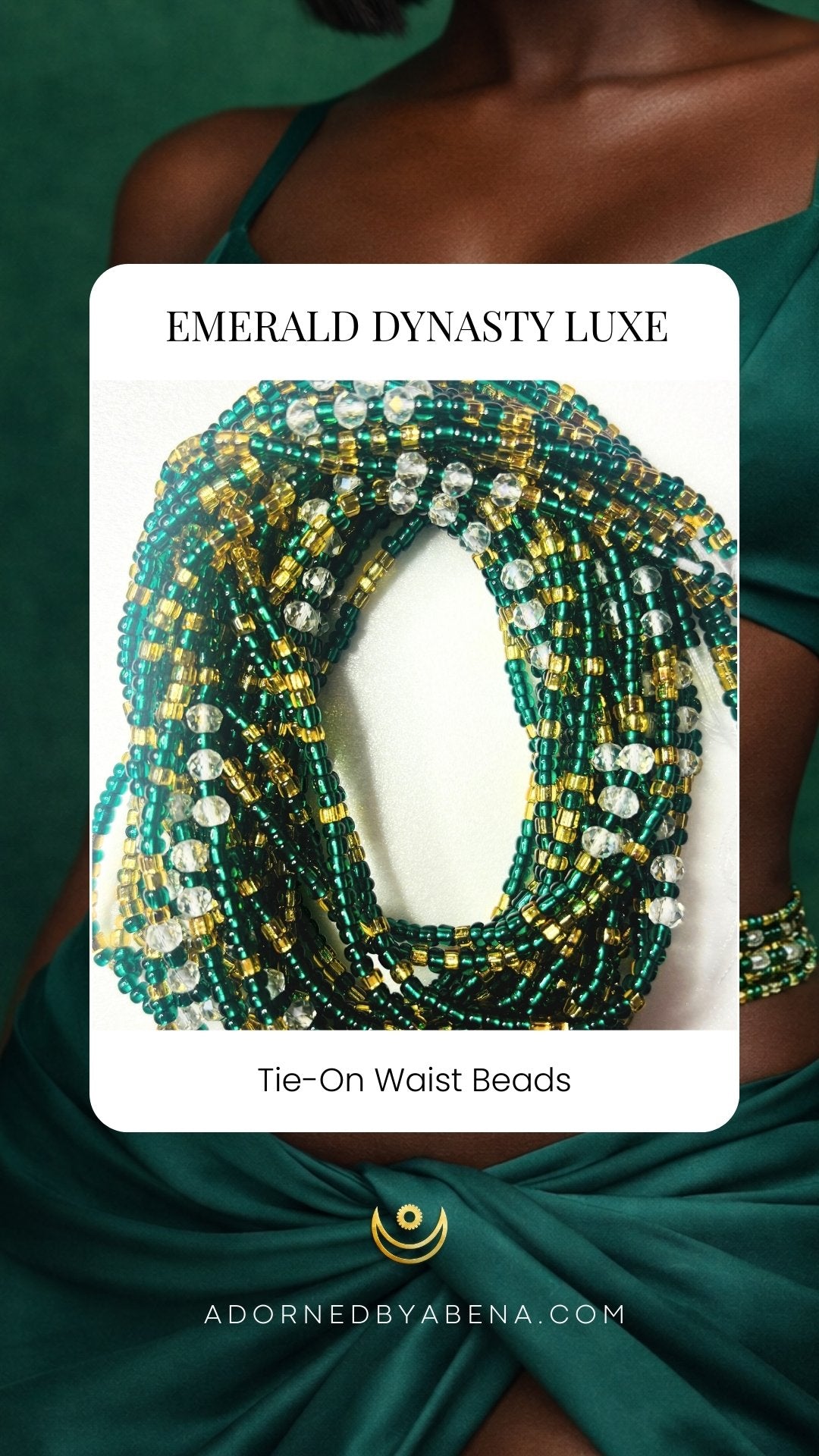 Emerald Dynasty Luxe Tie-On Waist Beads