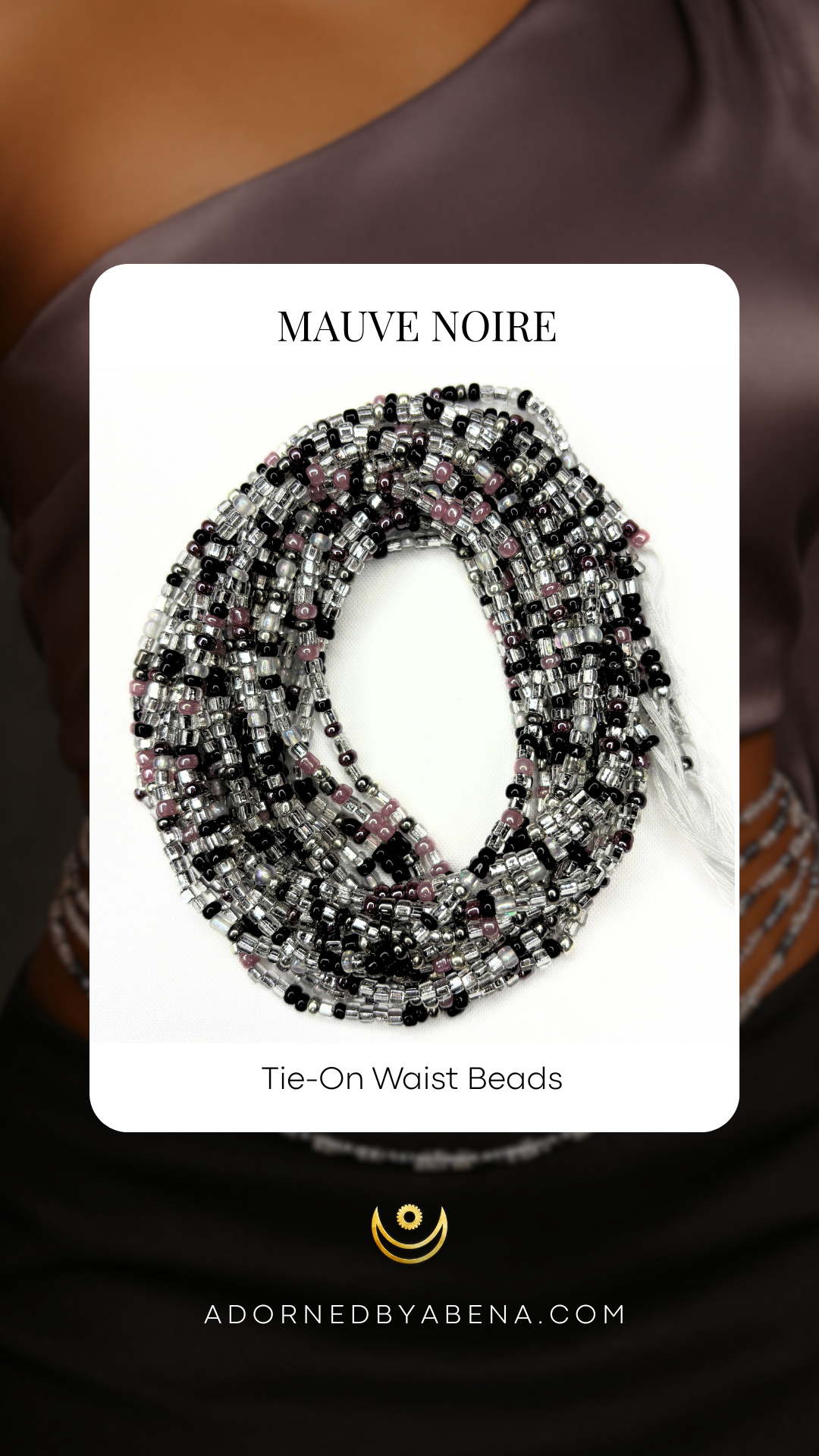 Cuentas para atar en la cintura de color malva noire