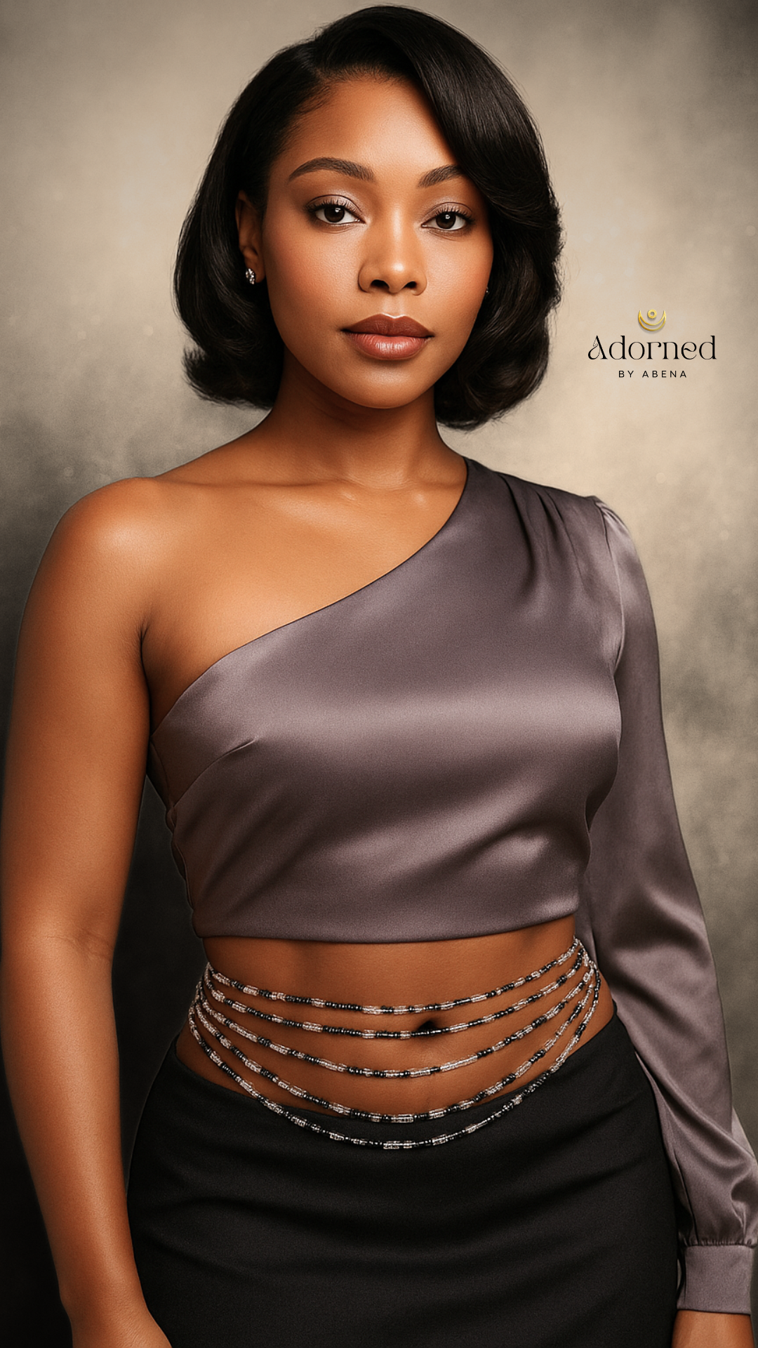 Cuentas para atar en la cintura de color malva noire