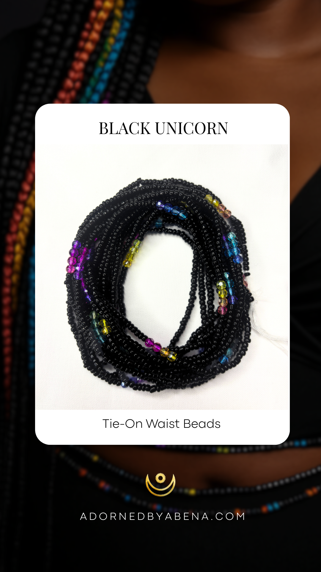 Black Unicorn Tie-On Waist Beads