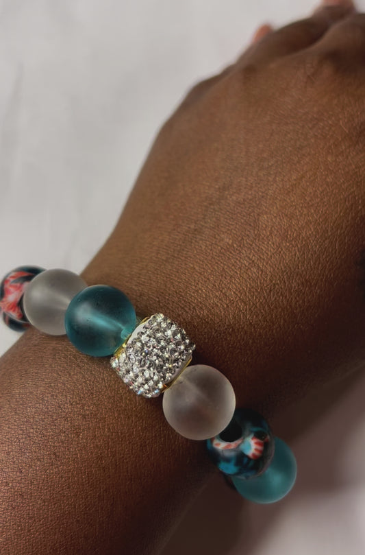 Mirage Azul – Pulsera Krobo a medida