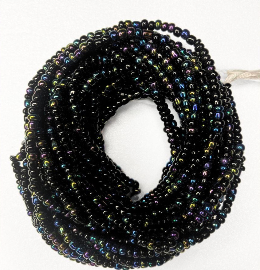 Black Peacock Tie-On Waist Beads