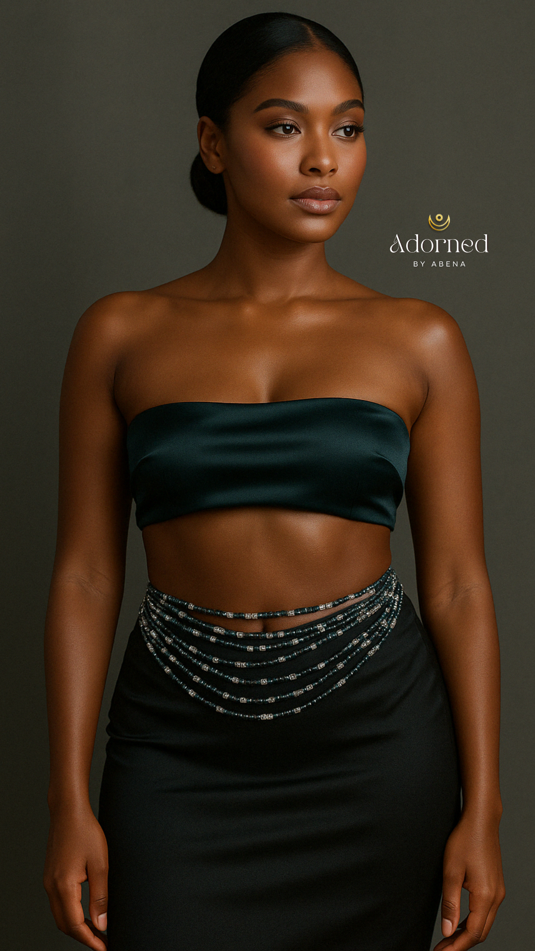 Cuentas para atar en la cintura con lluvia de medianoche