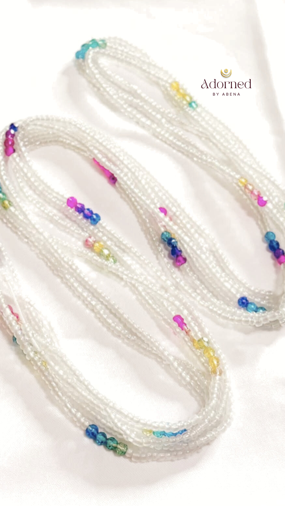 White Unicorn Tie-On Waist Beads