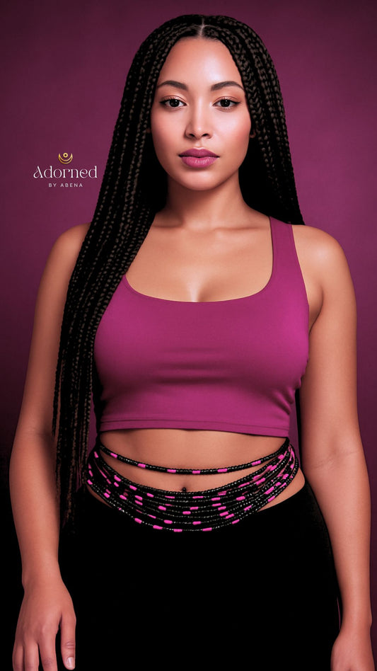 Ebony Rose Tie-On Waist Beads