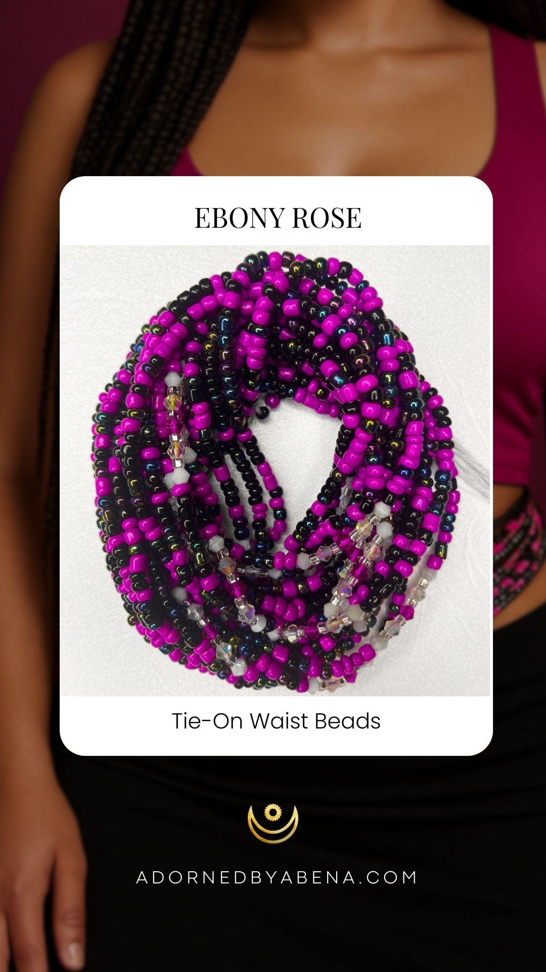 Ebony Rose Tie-On Waist Beads